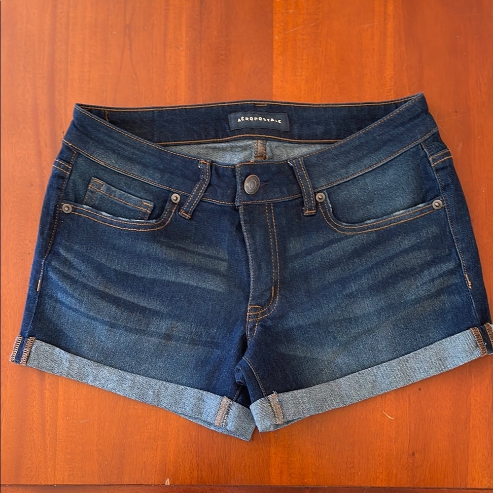 Aeropostale Women's Dark Blue Denim Shorts